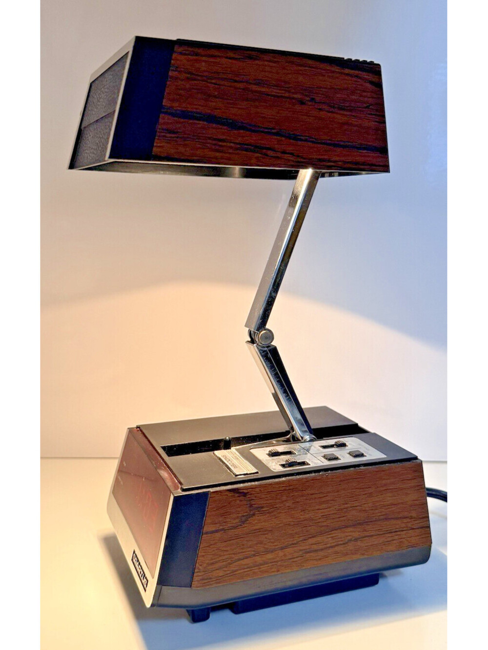 Vtg 70s Space Age Digital Alarm Clock Lamp Telescoping Arm Spartus 1400 Vision